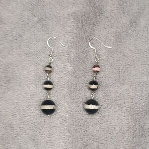 Elegant Black and Silver Dangle Earrings